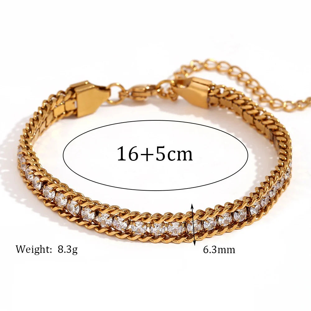 Demifine 18K Gold Plated Woven Zircon Bracelet