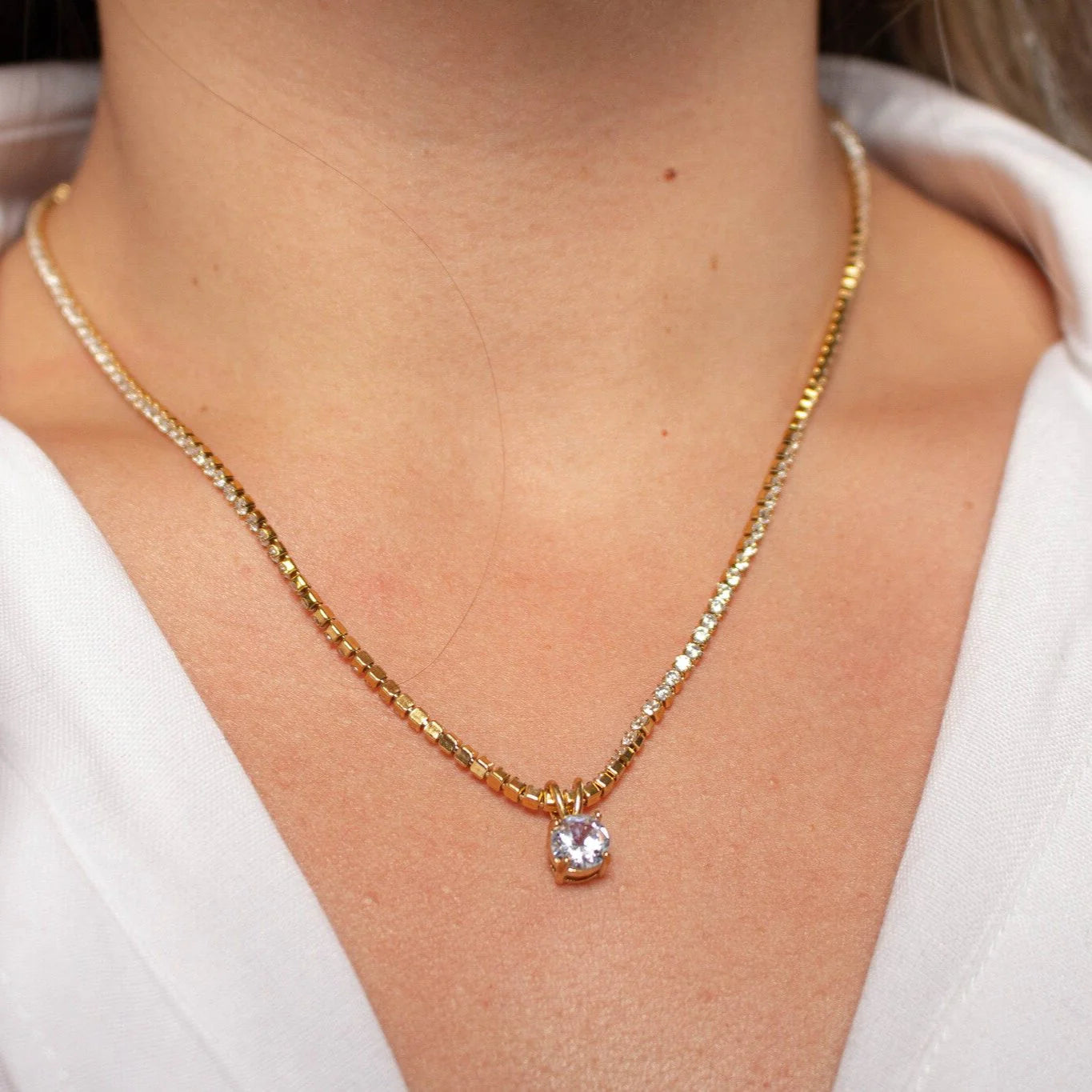 Demifine 18K Gold Plated Zircon Tennis Necklace