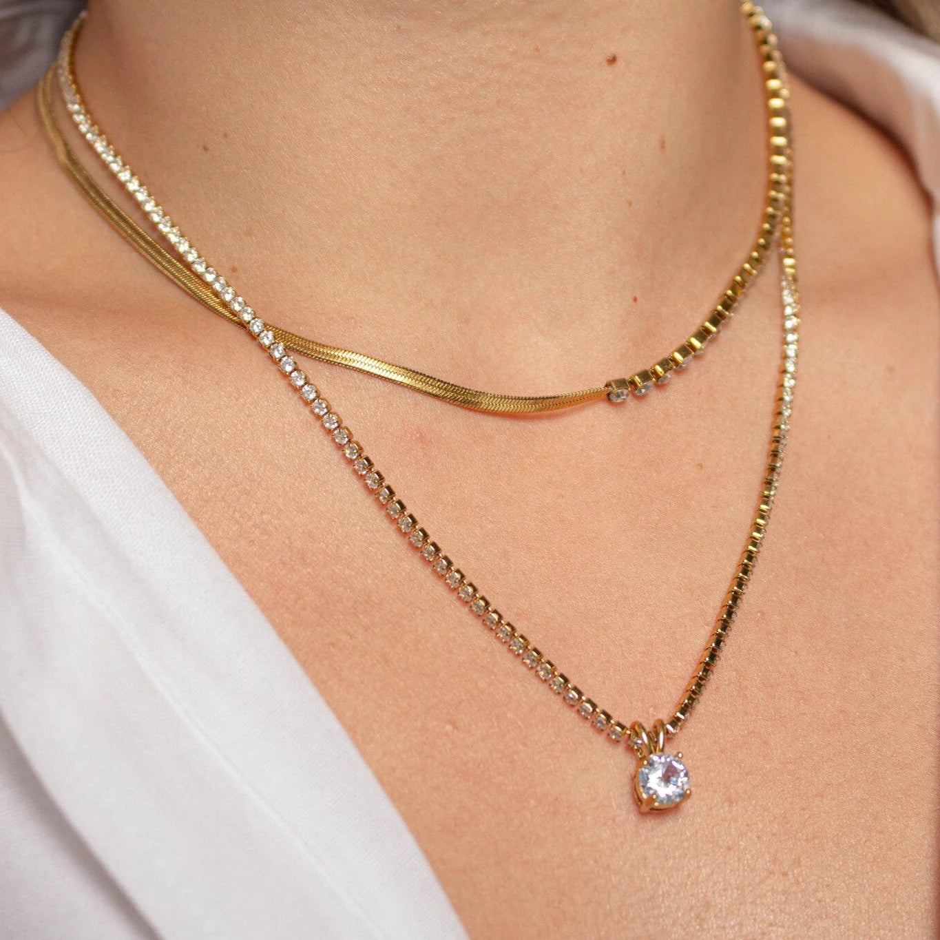 Demifine 18K Gold Plated Zircon Tennis Necklace