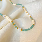 Demifine Freshwater Pearl & Glass Bead Necklace – 18K Gold Plated