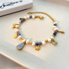 Demifine Freshwater Pearl & Natural Stone Bracelet – 18K Gold Plated