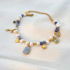 Demifine Freshwater Pearl & Natural Stone Bracelet – 18K Gold Plated