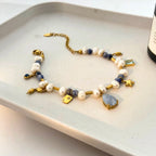 Demifine Freshwater Pearl & Natural Stone Bracelet – 18K Gold Plated