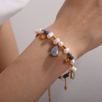 Demifine Freshwater Pearl & Natural Stone Bracelet – 18K Gold Plated