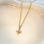 Four-Leaf Clover Zircon Pendant Necklace – 18K Gold Plated | CARRYALLCO