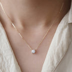 Elegant Gold Plated Solitaire S925 Silver Necklace
