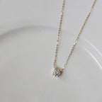 Elegant Gold Plated Solitaire S925 Silver Necklace