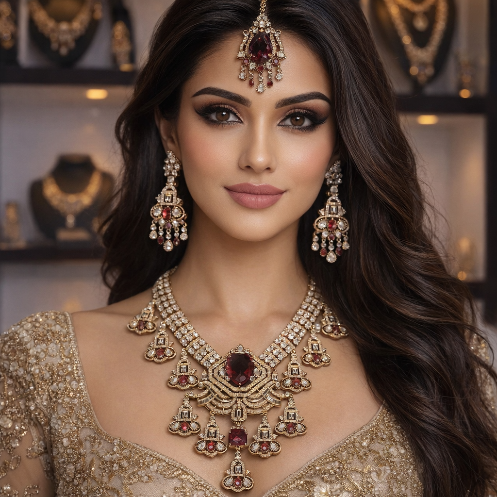 Red Mehendi Polish Bridal Jewellery Set