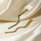 Emerald Elegance Tassel Earrings – 18K Gold Plated
