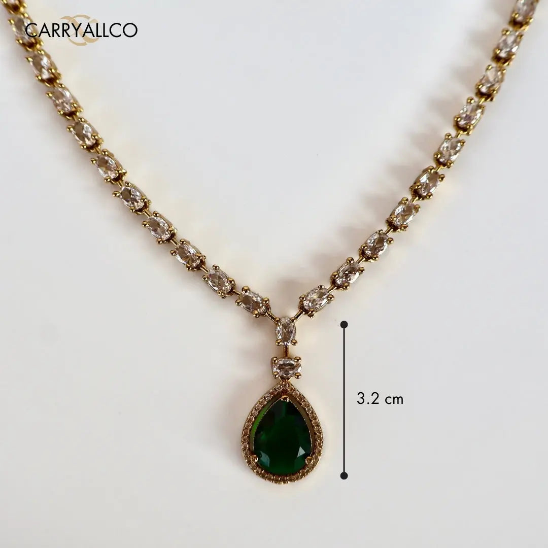 Emerald Radiance American Diamond Necklace Set