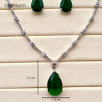 Emerald Drop American Diamond Necklace Set