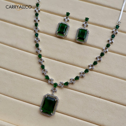 Emerald Glory American Diamond Necklace Set