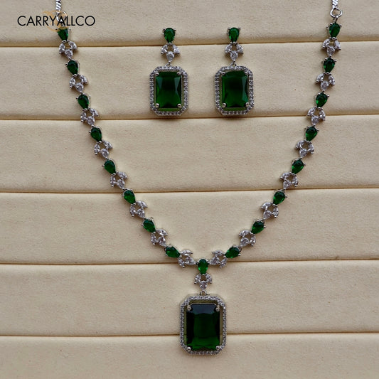 Emerald Glory American Diamond Necklace Set
