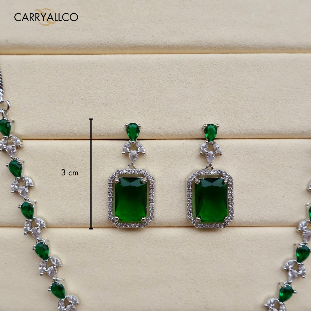 Emerald Glory American Diamond Necklace Set