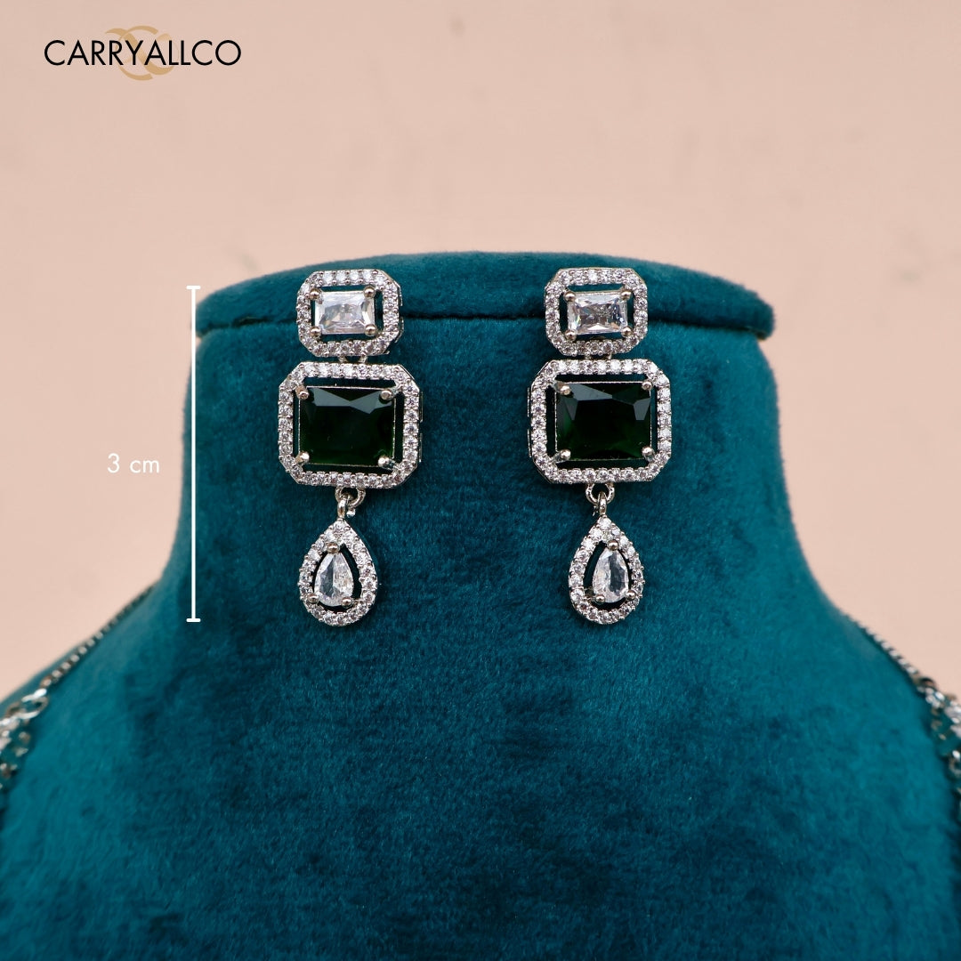 Emerald Green American Diamond Necklace Set