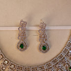Emerald Green Teardrop American Diamond Bridal Necklace Set