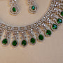 Emerald Green Teardrop American Diamond Bridal Necklace Set | CARRYALLCO