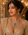 Emerald Leaf Bridal American Diamond Necklace Set – American Diamond | Carryallco India
