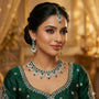 Emerald Bridal Jewellery Set – Worn View | American Diamond Jewellery | Carryallco India