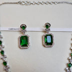 Emerald Glory American Diamond Necklace Set