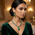 Carryallco Emerald American Diamond Necklace Set