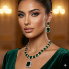 Emerald Green American Diamond Necklace Set