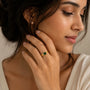 Emerald Green Baguette Dome Signet Ring – 18K Gold Plated | CARRYALLCO