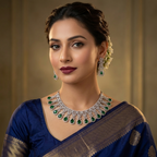 Emerald Green Teardrop American Diamond Bridal Necklace Set