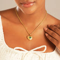 Emerald Heart Pendant Necklace – 18K Gold Plated with Cubic Zirconia
