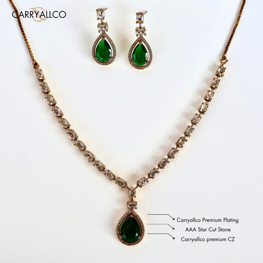 Emerald Radiance American Diamond Necklace Set