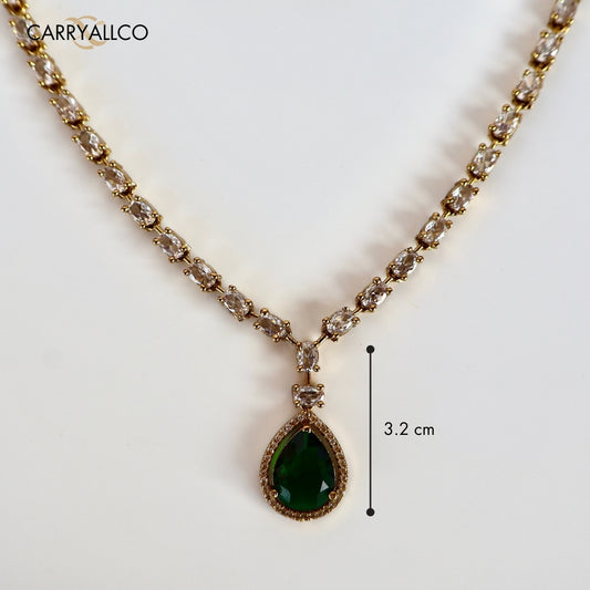 Emerald Radiance American Diamond Necklace Set