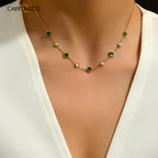 Carryallco 18k Gold Plated Emerald Zircon Necklace Carryallco