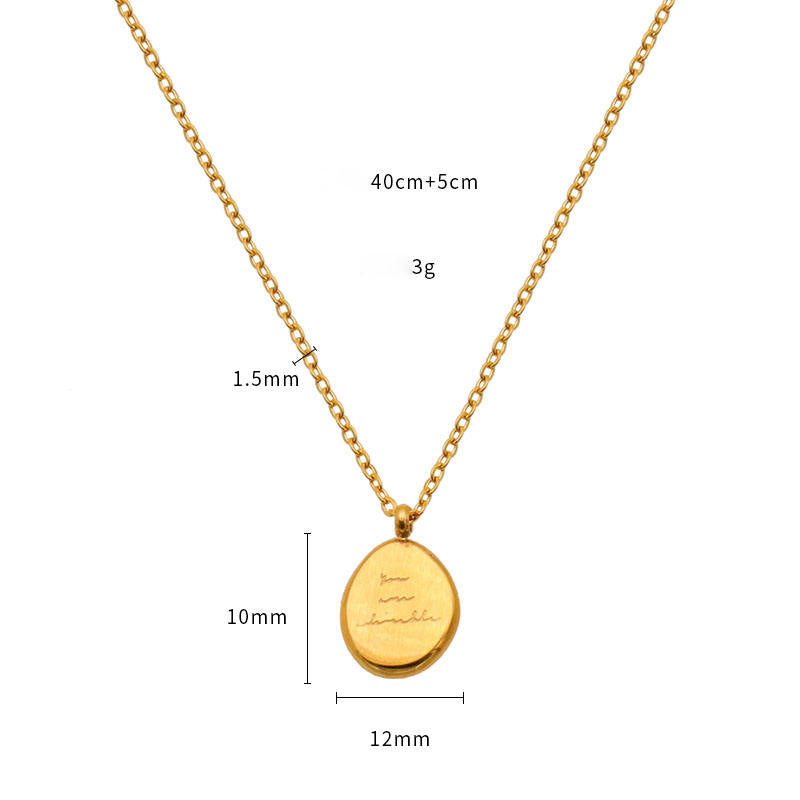 Engraved Oval Pendant Necklace