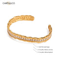 European-style hammered bracelet featuring brilliant-cut stones in a refined gold-plated finish.