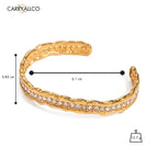 European-style hammered bracelet featuring brilliant-cut stones in a refined gold-plated finish.
