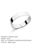 Silver ring with text detailing material, width, size, and color on a white background