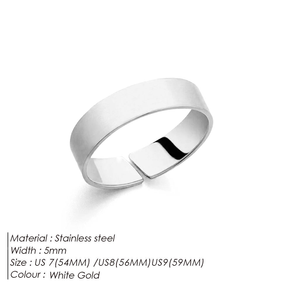 White gold ring on a white background with product details.