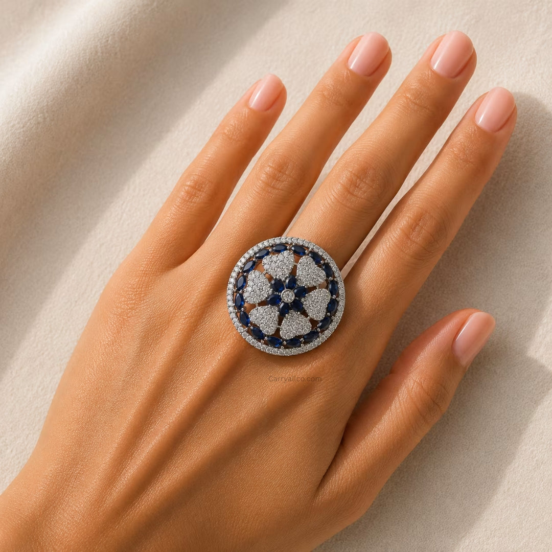 Floral Marquise Statement Ring | American Diamond | Carryallco
