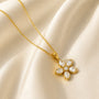 Flower Zircon Pendant Necklace | 18K Gold PVD | Carryallco