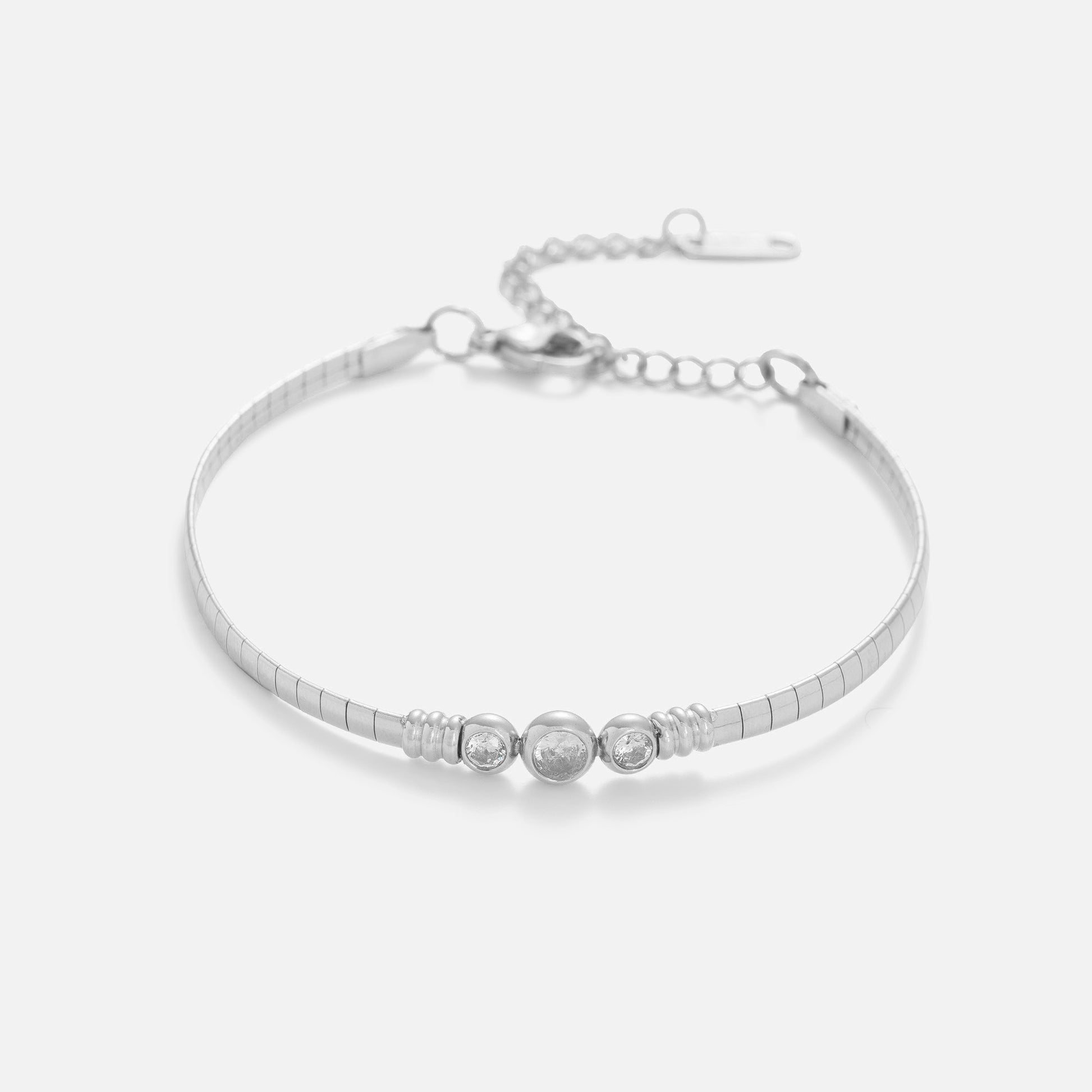 Futuristic Zircon Necklace & Bracelet Set – 18K Gold Plated Demi-Fine