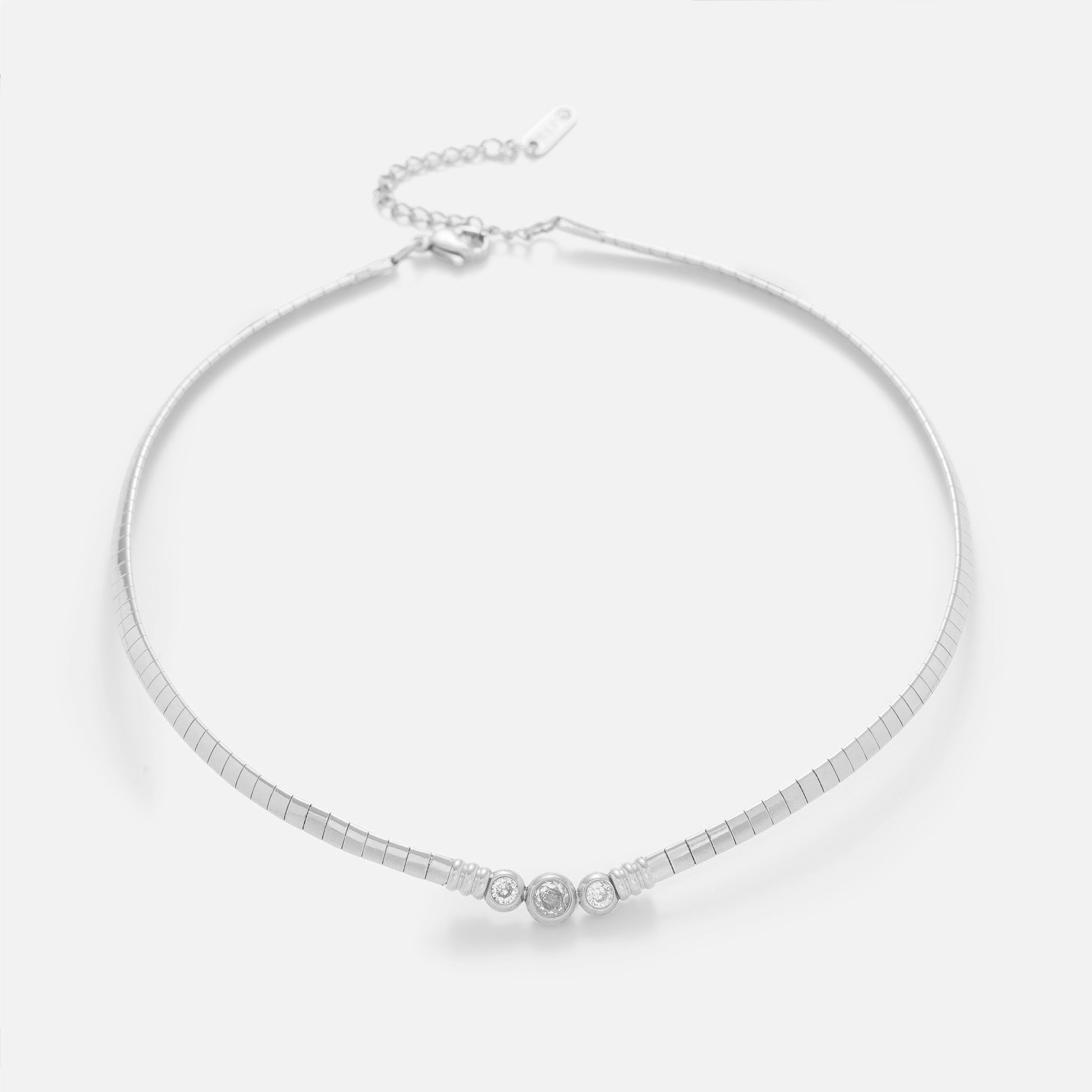 Futuristic Zircon Necklace & Bracelet Set – 18K Gold Plated Demi-Fine
