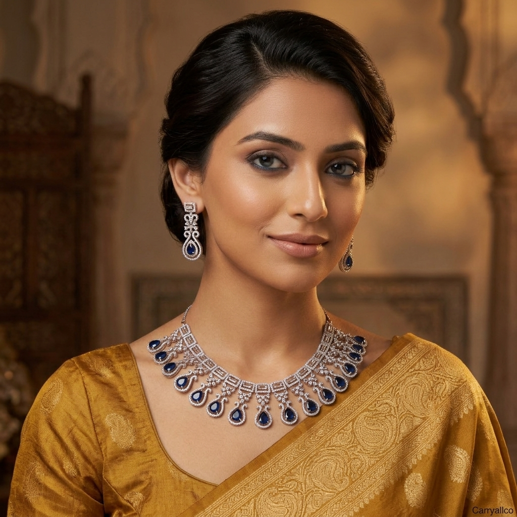 Sapphire Royale American Diamond Necklace Set