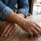 Hammered Gold Plated Stainless Steel Open Cuff Bracelet for Men | Demifine Jewelry