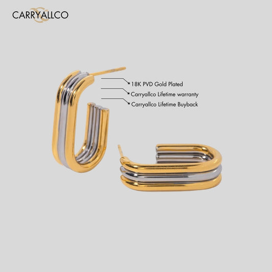 Geometric 18K Gold-Plated Triple Hoop Earrings