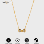 Geometric Bow Brilliant Cut Stone Pendant Necklace CARRYALLCO