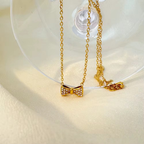 Geometric Bow Brilliant Cut Stone Pendant Necklace CARRYALLCO