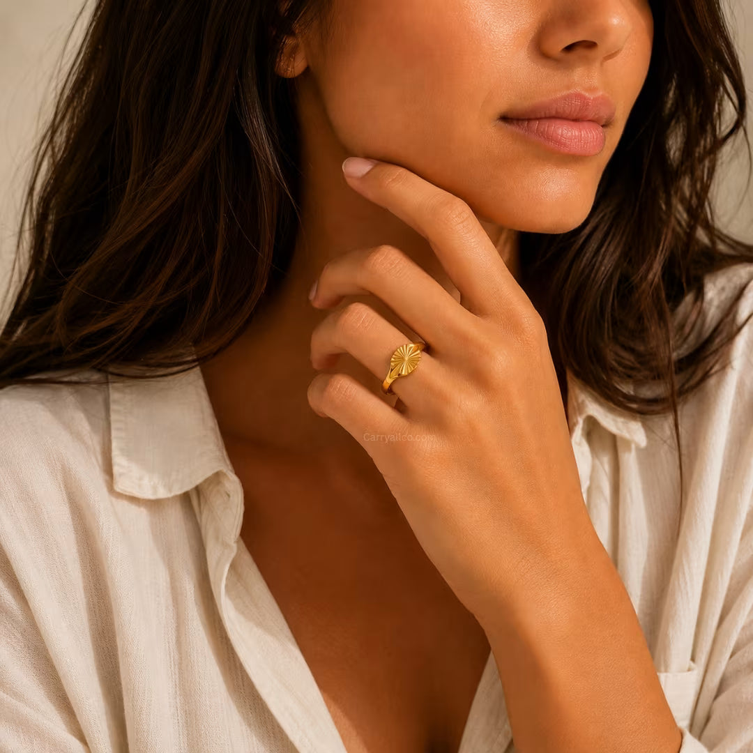Geometric Stripe Thin Ring – 18K Gold PVD | CARRYALLCO