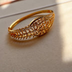 Gold Finish Marquise Vine American Diamond Adjustable Bracelet