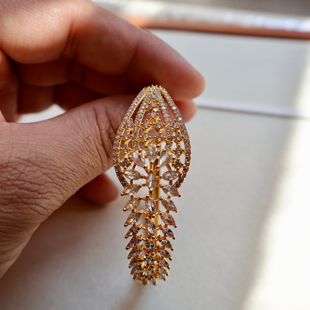 Gold Finish Marquise Vine American Diamond Adjustable Bracelet