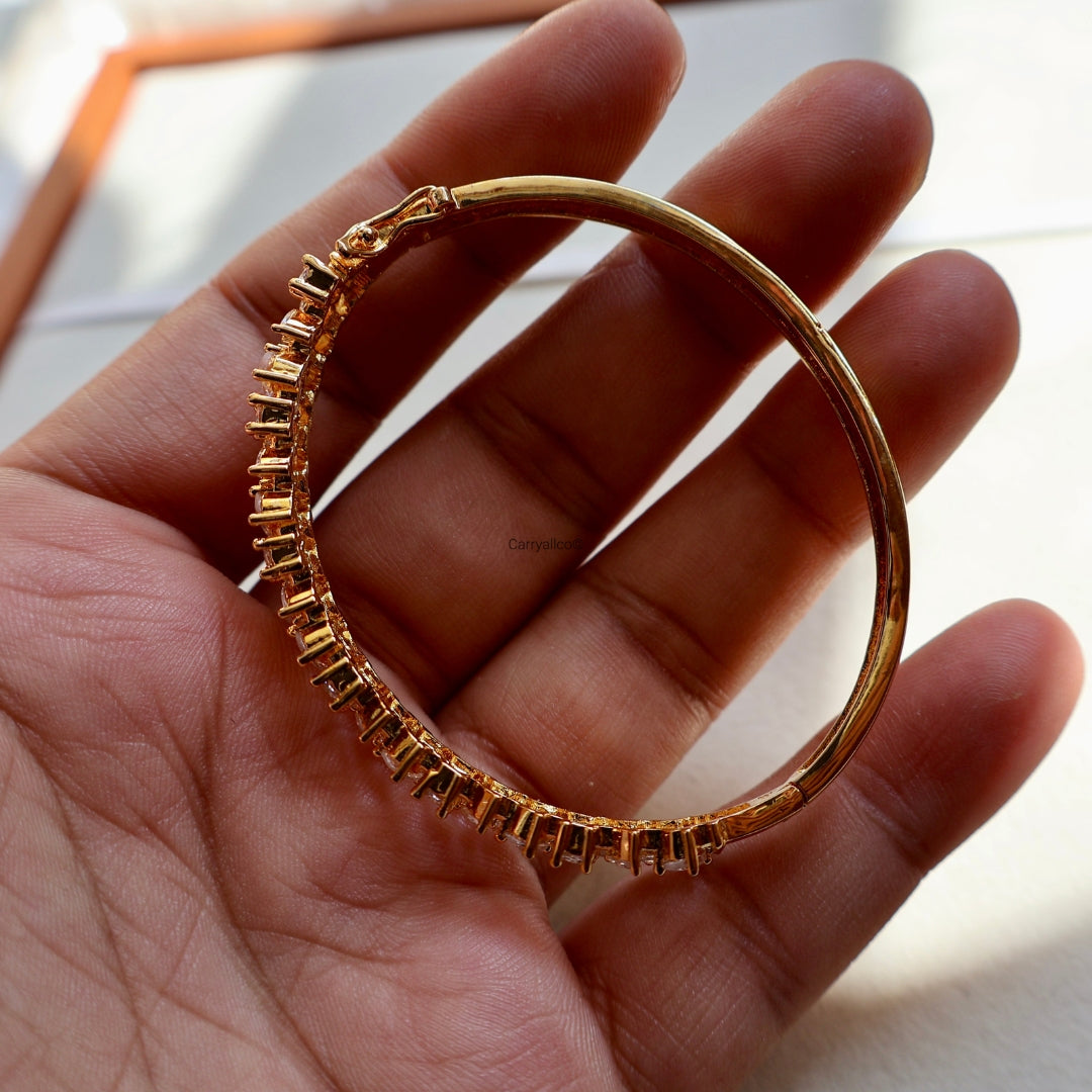 Gold Marquise Cluster American Diamond Adjustable Bracelet | CARRYALLCO